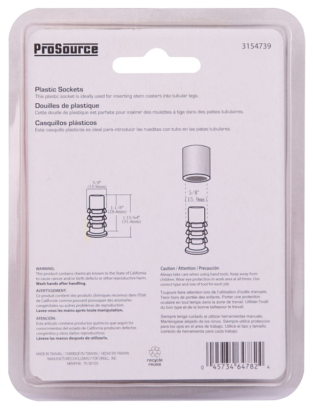 ProSource FE-S804-PS Furniture Socket, Plastic, Black