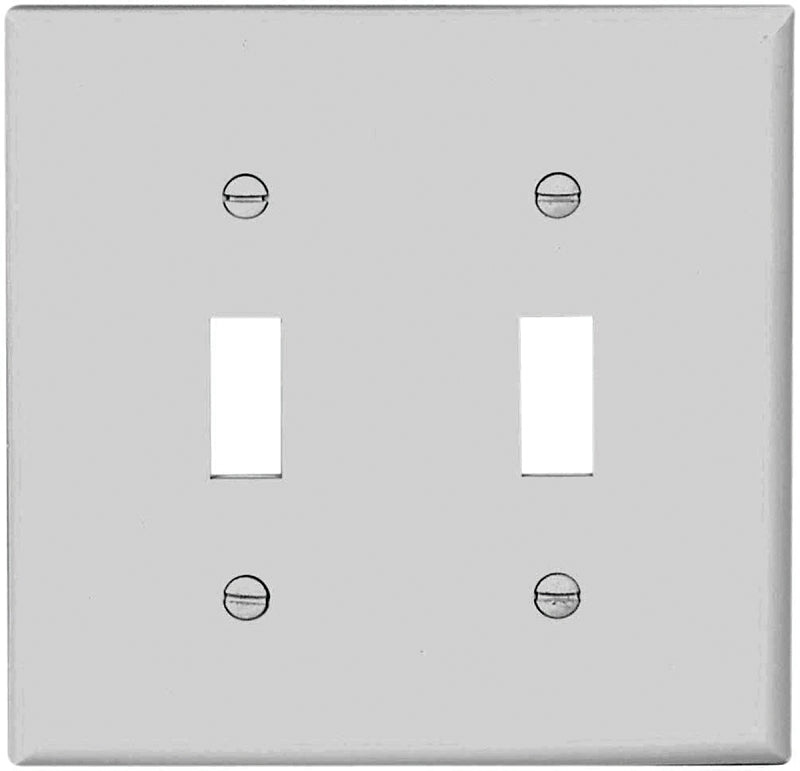 Eaton Wiring Devices 5139W-BOX Wallplate, 4-1/2 in L, 4.56 in W, 2 -Gang, Nylon, White, High-Gloss