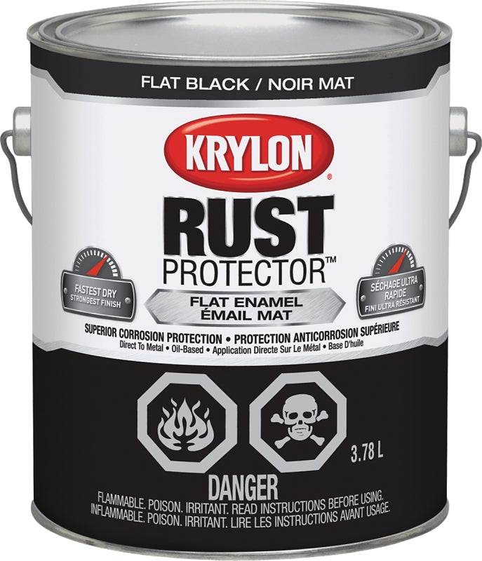 Krylon 469410000 Enamel Paint, Flat, Black, 3.78 L Pail