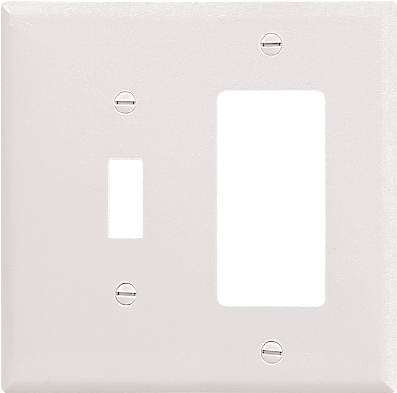 Eaton Wiring Devices 2153W-BOX Combination Wallplate, 4-1/2 in L, 4-9/16 in W, 2 -Gang, Thermoset, White