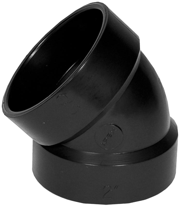 IPEX 027242 Pipe Elbow, 2 in, Hub, 45 deg Angle, ABS, SCH 40 Schedule