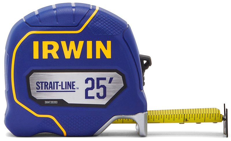 IRWIN STRAIT-LINE IWHT39393S Tape Measure, 25 ft L Blade, 1-1/4 in W Blade, 1/PK