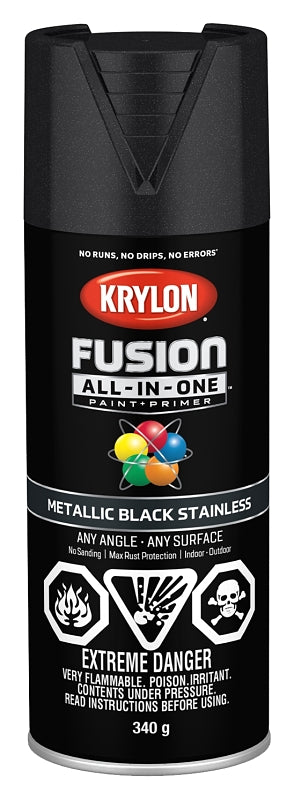 Krylon 427900007 Metallic Spray Paint, Metallic, Black, 12 oz, Can