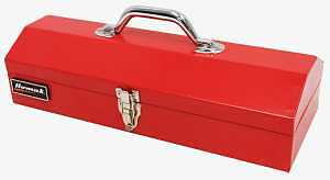 Homak RD00116616 Hand Carry Tool Box, Steel, Red, 16 in W x 6 in D x 4 in H Outside