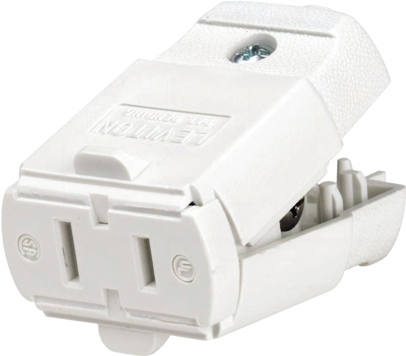 Leviton 016-00102-0WP Electrical Connector, 2 -Pole, 15 A, 125 V, NEMA: NEMA 1-15R, White