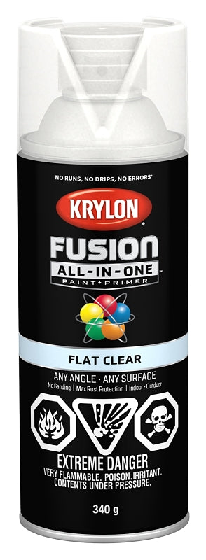 Krylon 427290007 Spray Paint, Flat, Clear, 12 oz, Can