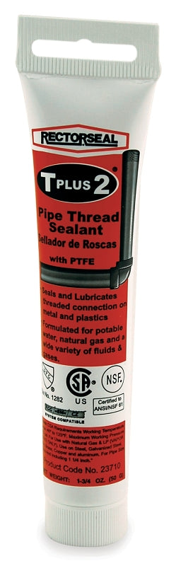 Rectorseal T Plus 2 Series 23710 Thread Sealant, 1.75 oz, Tube, Paste, White