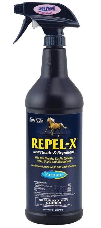 Farnam Repel-X 10330 Insecticide and Repellent, Liquid, Milky White, Citronella, 32 oz