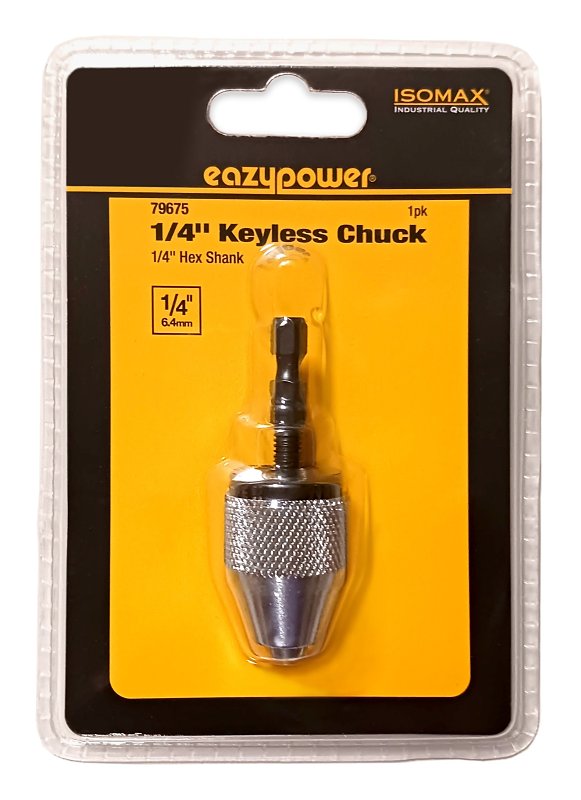 Eazypower 79675 Drill Chuck, 1/4 in Chuck, Steel, Keyless