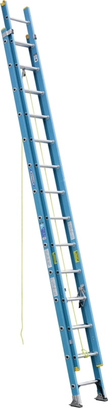 Werner D6028-2 Extension Ladder, 27 ft H Reach, 250 lb, Fiberglass