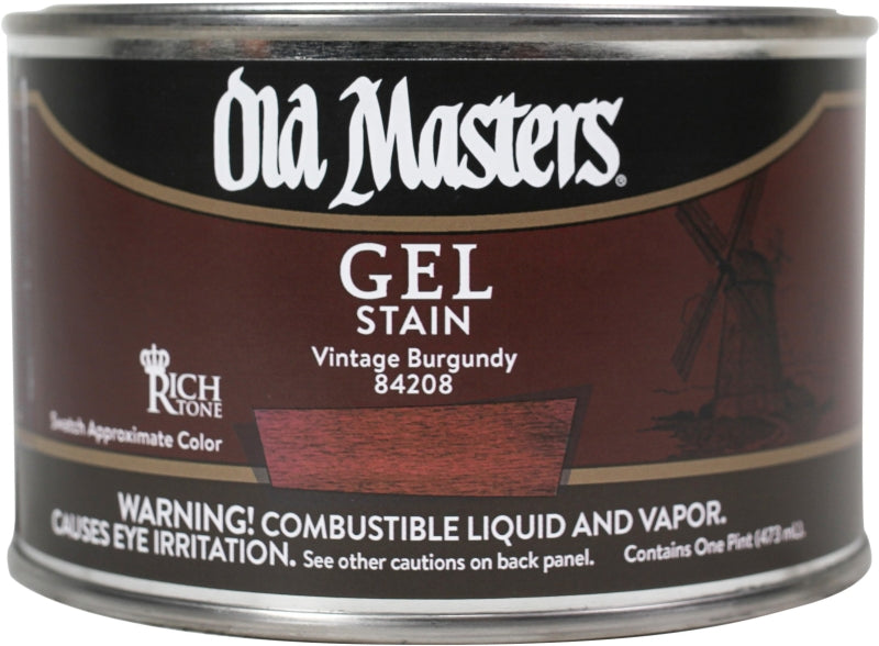Old Masters 84208 Gel Stain, Vintage Burgundy, Liquid, 1 pt, Can