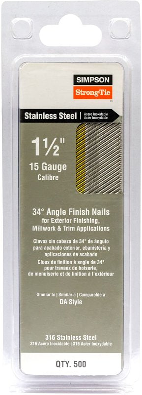 Simpson Strong-Tie T15N150SFB Finishing Nail, Tape Collation, 4D, 1-1/2 in L, 15 ga Gauge, 0.128 in Head Size