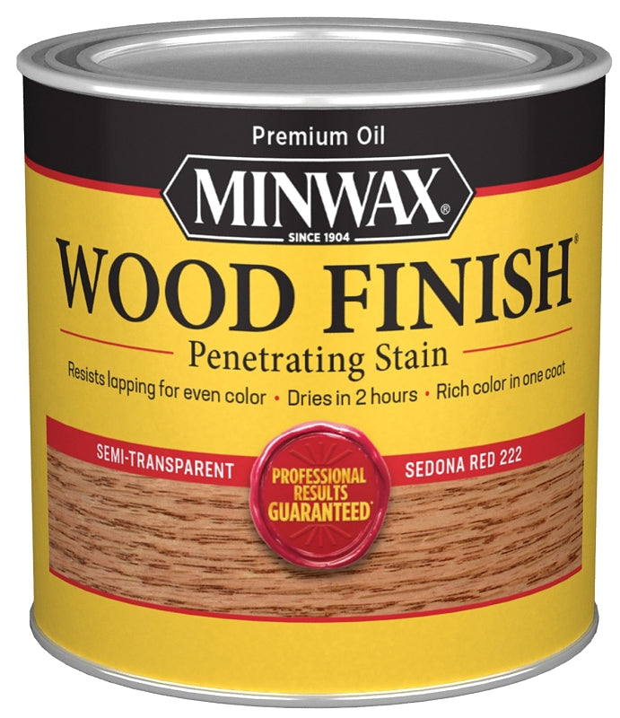 Minwax 222204444 Wood Stain, Satin, Sedona Red, Liquid, 0.5 pt, Can