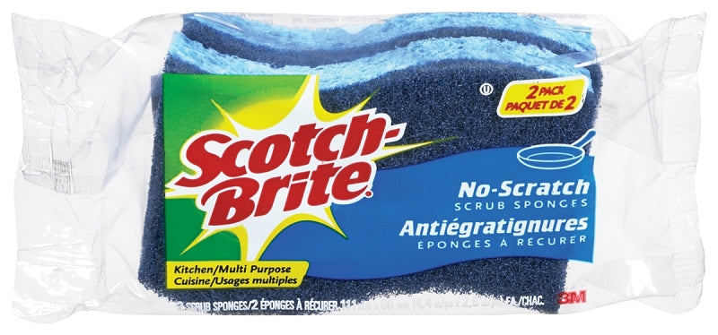 Scotch-Brite SB-AS2-12 Scrub Sponge, 4.4 in L, 2-1/2 in W, 0.8 in Thick, Blue