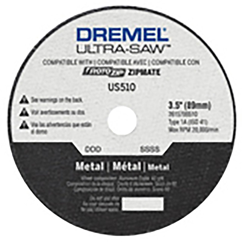 Dremel US510-01 Cutting Wheel, 3-1/2 in Dia, 0.049 in Thick, 60 Grit, Aluminum Oxide Abrasive