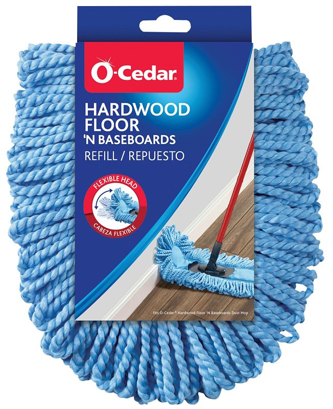 O-Cedar 168112 Dual-Action Dust Mop Refill, Microfiber, Blue