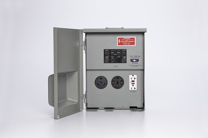 Connecticut Electric CESMPSC75GRHR RV/EV Power Outlet, 1-Phase, 80 A, 120/240 VAC, 6-Space, 4-Knockout, 3R Enclosure