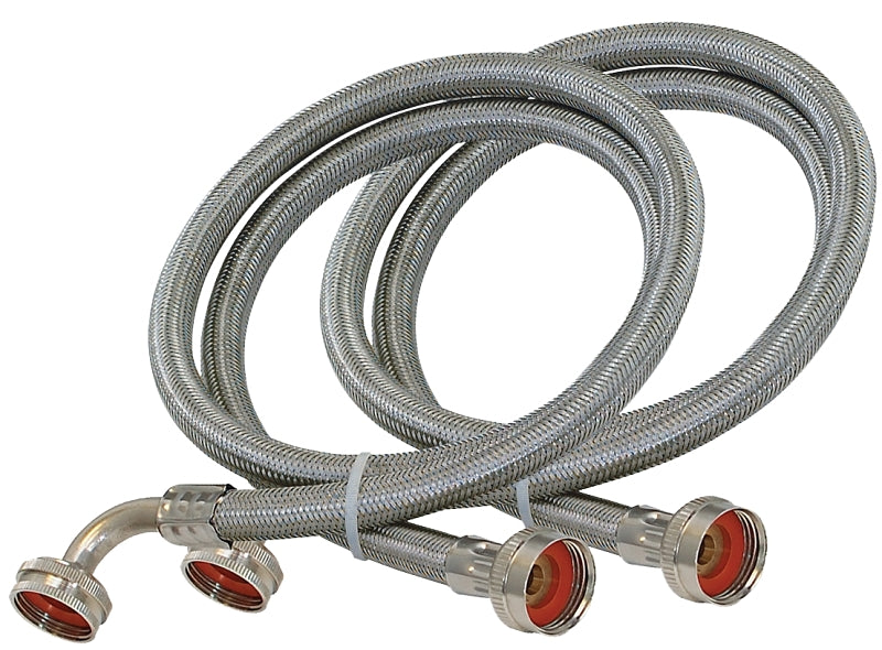 EASTMAN 48377 Washing Machine Discharge Hose, 3/4 in ID, 5 ft L, FHT x FHT, Stainless Steel