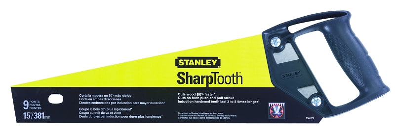 Stanley Tradecut STHT20348 Panel Saw, 15 in L Blade, 8 TPI, Comfort Grip Handle, Plastic Handle