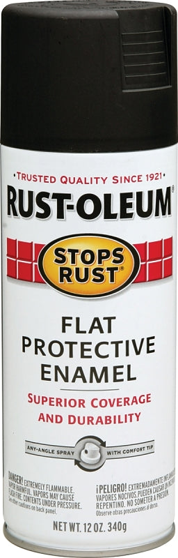 Rust-Oleum 7776830 Rust Preventative Spray Paint, Flat, Black, 12 oz, Can