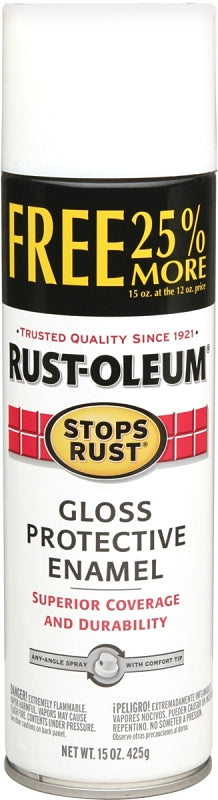 Rust-Oleum 254142 Rust Preventative Spray Paint, Gloss, White, 15 oz, Can