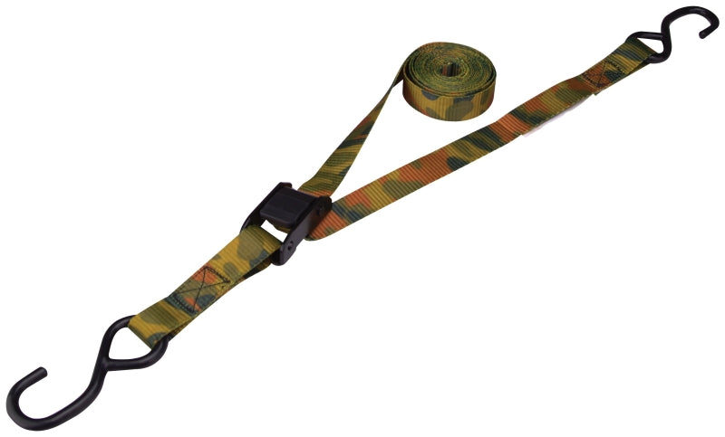 ProSource FH64068 Tie-Down, 1 in W, 10 ft L, Polyester Webbing, Metal Buckle, Camouflage, 400 lb, S-Hook End Fitting