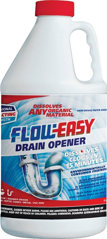 Flow-Easy FE64 Drain Opener, Oily Liquid, Dark Brown, Odorless, 0.5 gal, Bottle