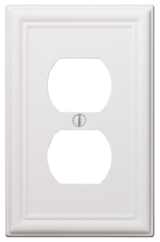 Amerelle 149DW Receptacle Wallplate, 5 in L, 2-7/8 in W, 1 -Gang, Steel, White, Screw Mounting
