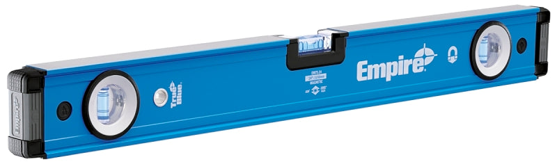 Empire True Blue Series EM75.24 Magnetic Box Level, 24 in L, 3-Vial, 1-Hang Hole, Magnetic, Aluminum, Blue