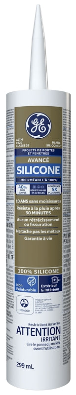 GE Silicone II SE2180 Window and Door Sealant, White, 299 mL