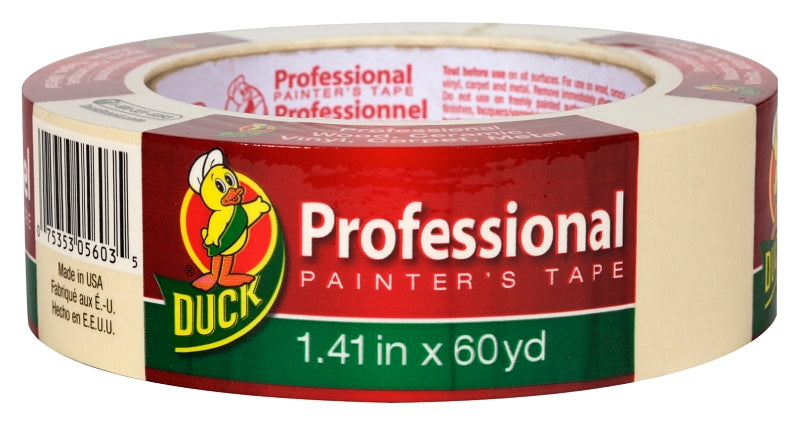 Duck Professional 1362489 Painter's Tape, 60 yd L, 1.41 in W, Beige