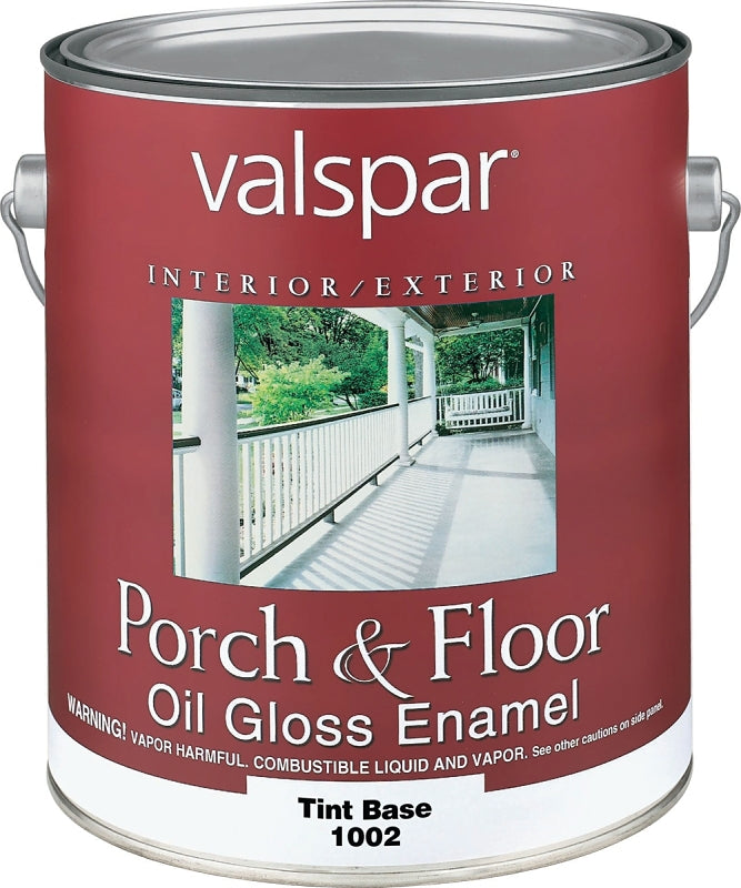 Valspar 1002-G Porch and Floor Paint, Gloss Sheen, Tint Base, 1 gal, Can, 400 sq-ft/gal Coverage Area