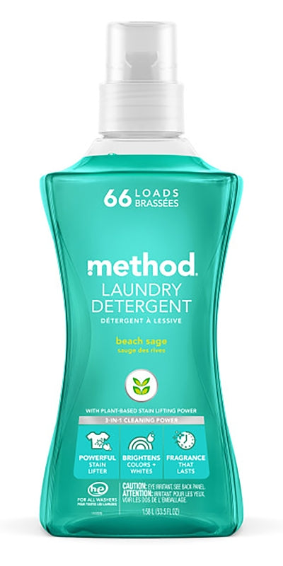 method 1489 Laundry Detergent, 53.5 oz Bottle, Liquid, Pleasant