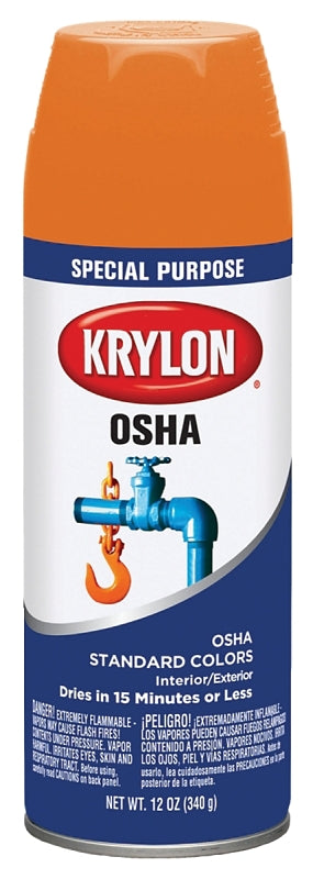 Krylon K02410777 Safety Spray Paint, Gloss, OSHA Safety Orange, 12 oz, Can