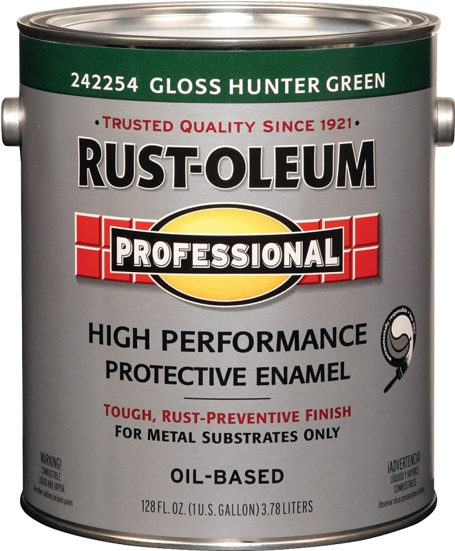 Professional 242254 Enamel Paint, Oil, Gloss, Hunter Green, 1 gal, Can, 255 to 435 sq-ft/gal Coverage Area