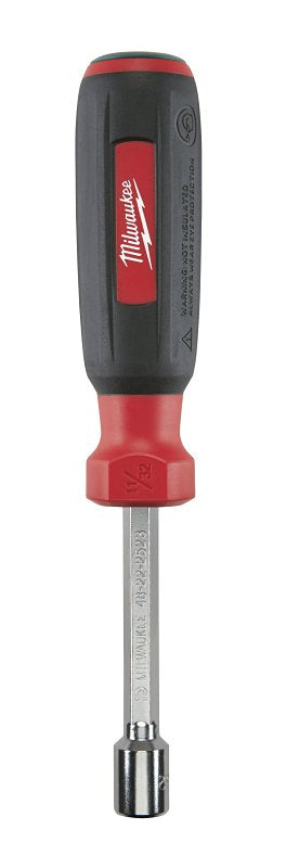 Milwaukee 48-22-2523 Nut Driver, 11/32 in Drive, 7 in OAL, Straight Handle, Black/Red Handle, 3 in L Shank, Magnetic