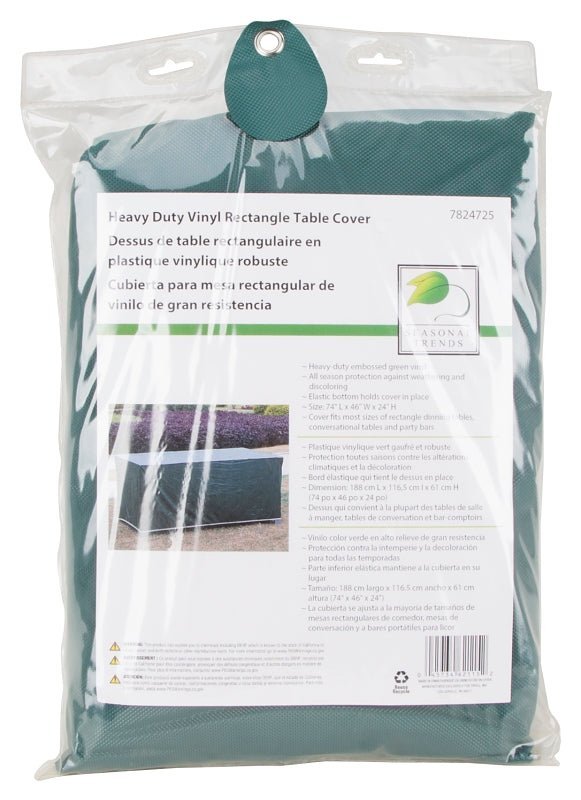Seasonal Trends Table Cover, 74 in L, 46 in W, 24 in H, Vinyl, Green