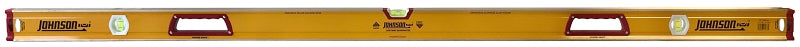 Johnson 1717-7200 Box Beam Level, 72 in L, 4-Vial, 2-Hang Hole, Non-Magnetic, Aluminum, Black/Yellow