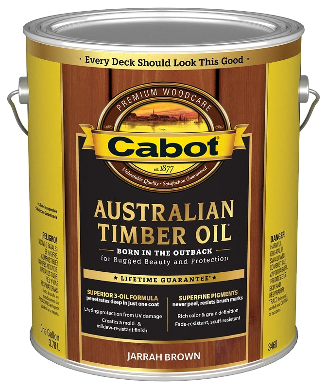 Cabot 140.0003460.007 Australian Timber Oil, Jarrah Brown, Liquid, 1 gal, Can