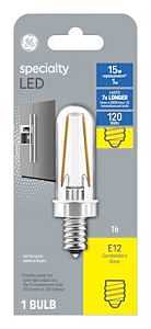 GE 13404 LED Bulb, T6 Lamp, 15 W Equivalent, E12 Candelabra Lamp Base, Soft White Light, 2700 K Color Temp