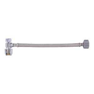 Cash Acme ClickSeal 24656 Braided Toilet Connector, Flexible, 1/2 in Inlet, Ballcock Inlet, 7/8 in Outlet, 12 in L