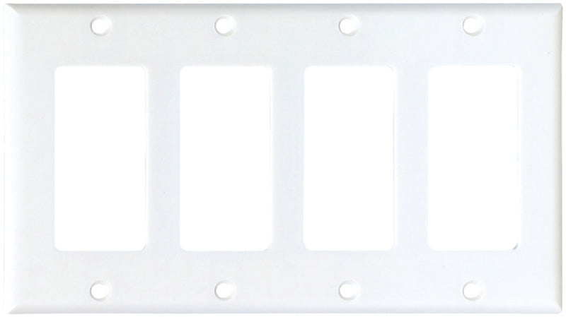 Eaton Cooper Wiring 2164W-BOX Wallplate, 4-1/2 in L, 8.19 in W, 4 -Gang, Thermoset, White, High-Gloss