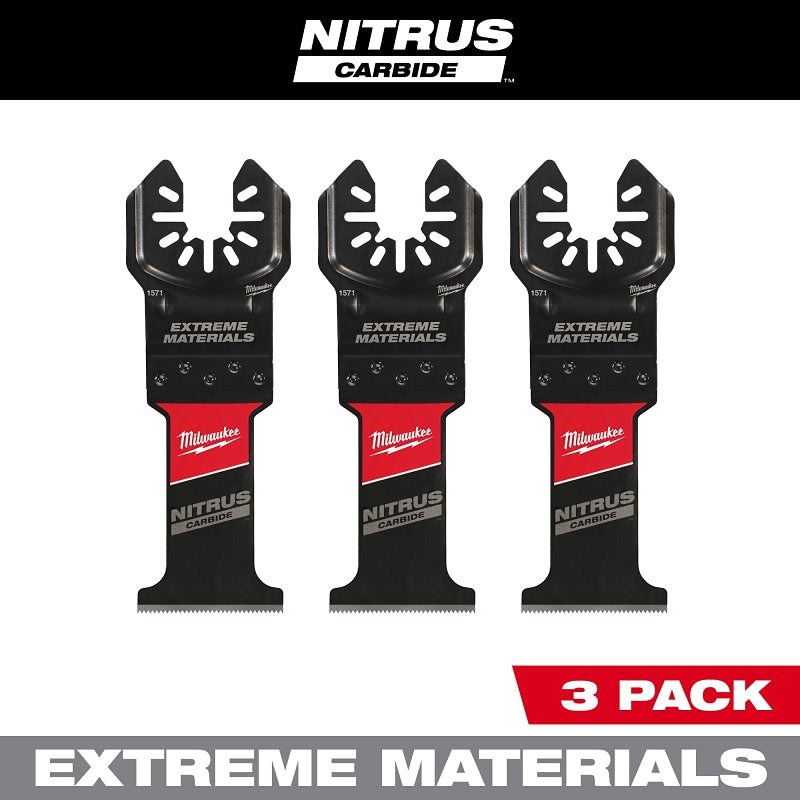 Milwaukee NITRUS CARBIDE 49-25-1573 Oscillating Multi-Tool Blade, 1-3/8 in D Cutting, Carbide, 3/PK