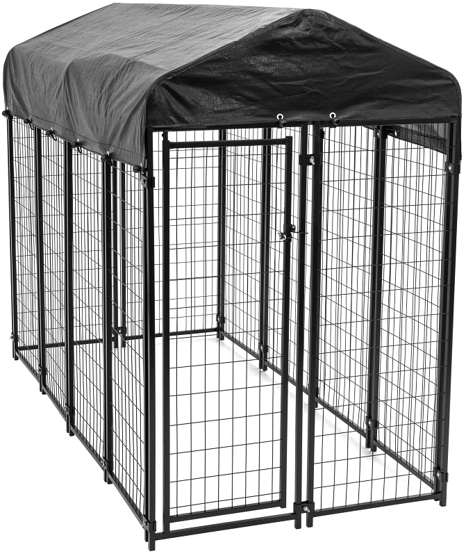 Lucky Dog CL 60548 Uptown Kennel, 8 ft OAL, 4 ft OAW, 6 ft OAH, Steel, Powdered, Black