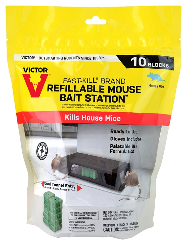 Victor Fast-Kill M922 Mouse Bait Station, 2 -Opening, Plastic