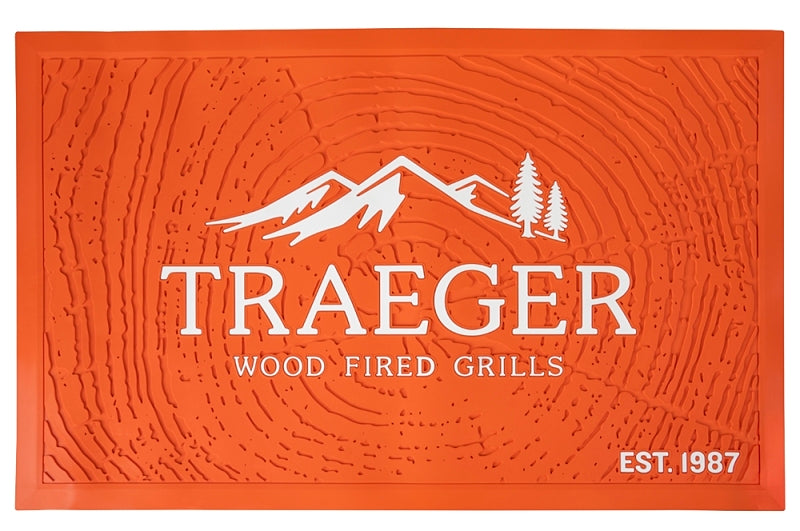 Traeger BAC636 Grill Mat, 29-1/2 in L, 47-1/2 in W, PVC, Orange/White