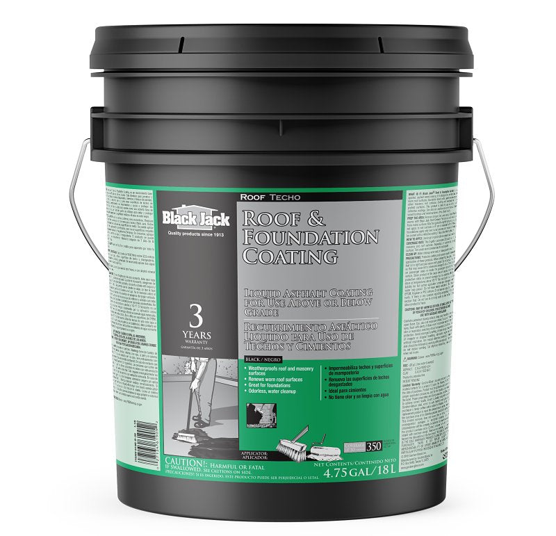 Black Jack 6190-9-30 Roof and Foundation Coating, Black, 4.75 gal Pail, Liquid