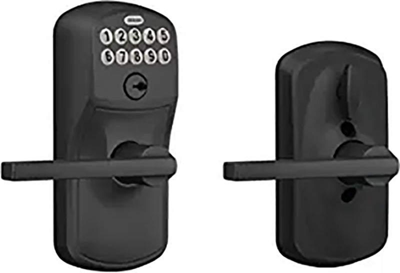 Schlage FE595 V PLY 622 LAT Electronic Entry Lock, Straight Design, Matte Black, Residential, 2 Grade, Metal