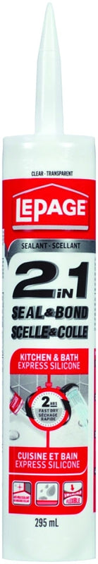 LePage 1380425 Bath and Kitchen Sealant, Clear, 5 to 49 deg C, 295 mL Cartridge