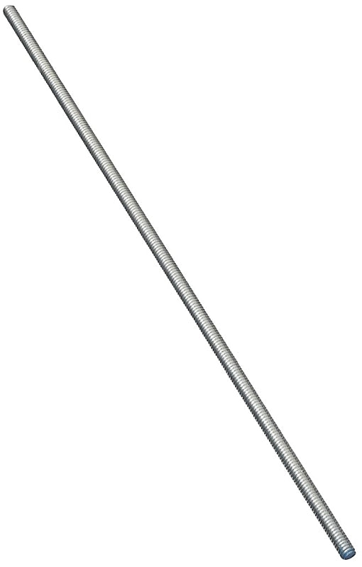 Stanley Hardware N179-416 Threaded Rod, 1/4-20 Thread, 24 in L, A Grade, Steel, Zinc, UNC Thread